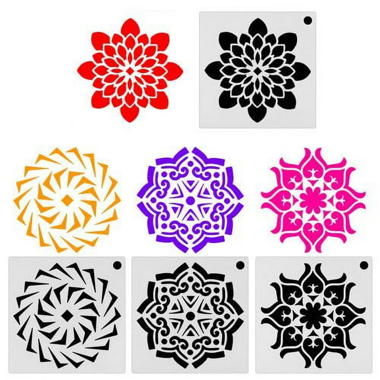 Mocoosy 24 Pack 5 inch Mandala Stencils - Mandala Dot Painting Stencil Template for Painting on Wood Reusable Plastic Drawing Stencil for Rock Stones