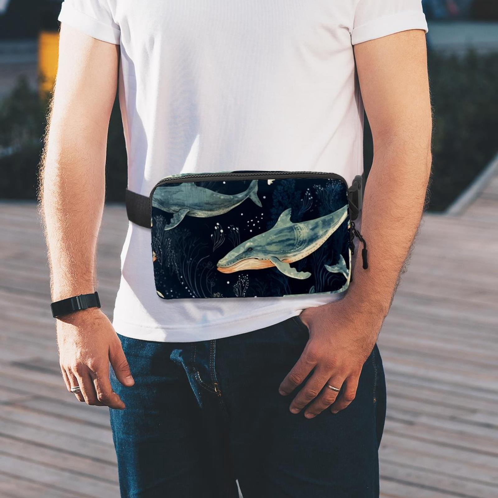 Whale Adjustable Lightweight Fanny Pack with Extension Strap - Unisex Belt Bag and Crossbody Bag