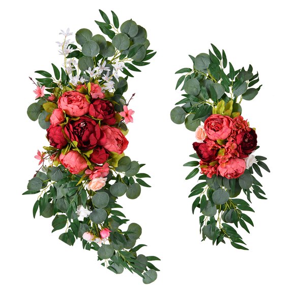 Wedding Arch Flowers, Rustic Artificial Floral Swag for Door Lintel, Green Leaves Rose Peony Sunflowers Table Centerpieces Home Decoration
