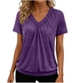 thumbnail image 1 of Chemises à Manches Courtes pour Femmes Blouse Décontractée à Col en V Chemise en Polyester Coupe Régulière 1 Pce, 1 of 7