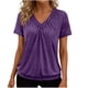 thumbnail image 3 of TaTaai Women's Casual Short Sleeve Blouse V-Neck Solid Color Pullover Top Loose Fit Soft Comfy Lightweight Spring Summer Daily Beach Vacation Wear Gift, 3 of 6