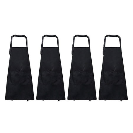 

HOMEMAXS 4 Pcs Nordic Style Apron Oilproof and Dirt Proof Cleaning Apron Hanging Neck Apron Kitchen Cooking Pinafore (Black)