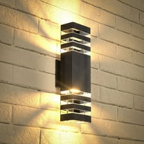 GEYANG waterproof square outdoor wall hanging lamp, 3-layer black modern home outdoor lamp, aluminum waterproof outdoor lighting fixture, suitable for houses, gardens, courtyards(bulb not included)