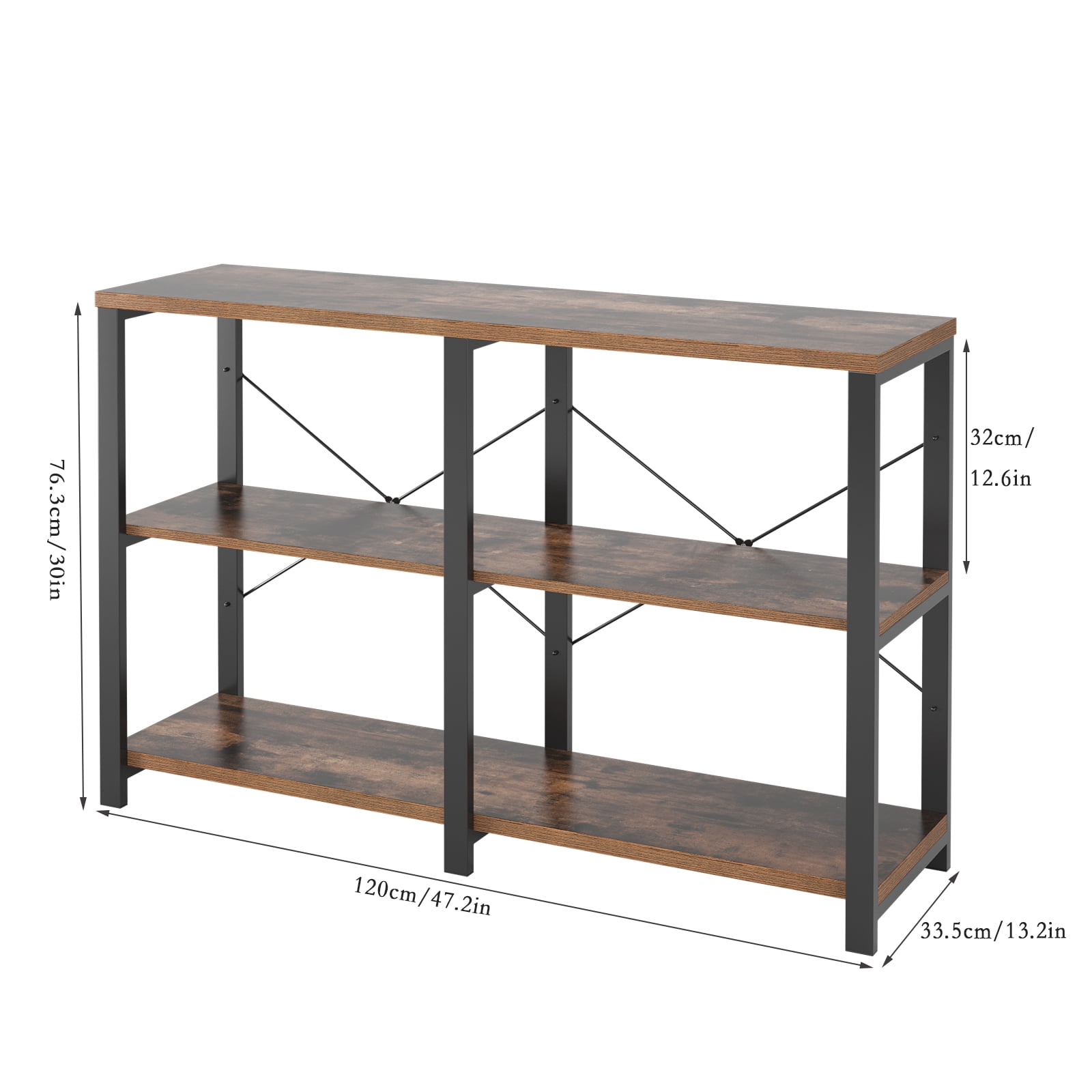 EXRACING 47 Inch 3-Tier Console Table,Sofa Table, Entryway Table, TV Stand