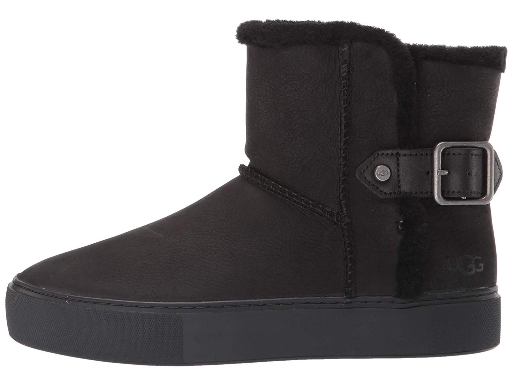 Aika Ankle Boot, Black Leather, Size 