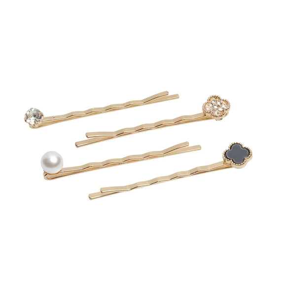 Allure Rhinestone Bobby Pins, 4 Pack - Gold
