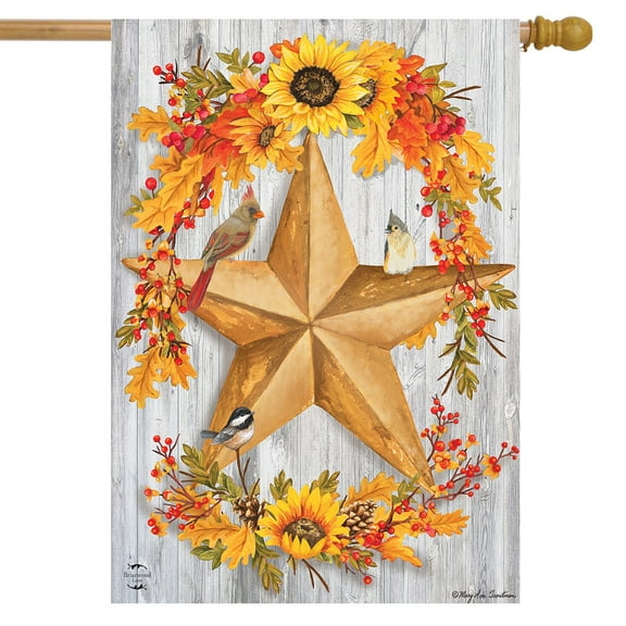 Briarwood Lane Rustic Fall Barnstar House Flag