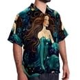 thumbnail image 2 of Mermaid Men's Short Sleeve Casual Printed Button Down Beach Shirt - Summer Unisex Top, 2 of 6