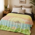 thumbnail image 3 of SPXUBZ Coastal Beach Flannel Fleece Blanket Ocean Sailboat Landscape Throw Blanket Summer Seaside Design Soft Cozy Blanket 80"x60", 3 of 5
