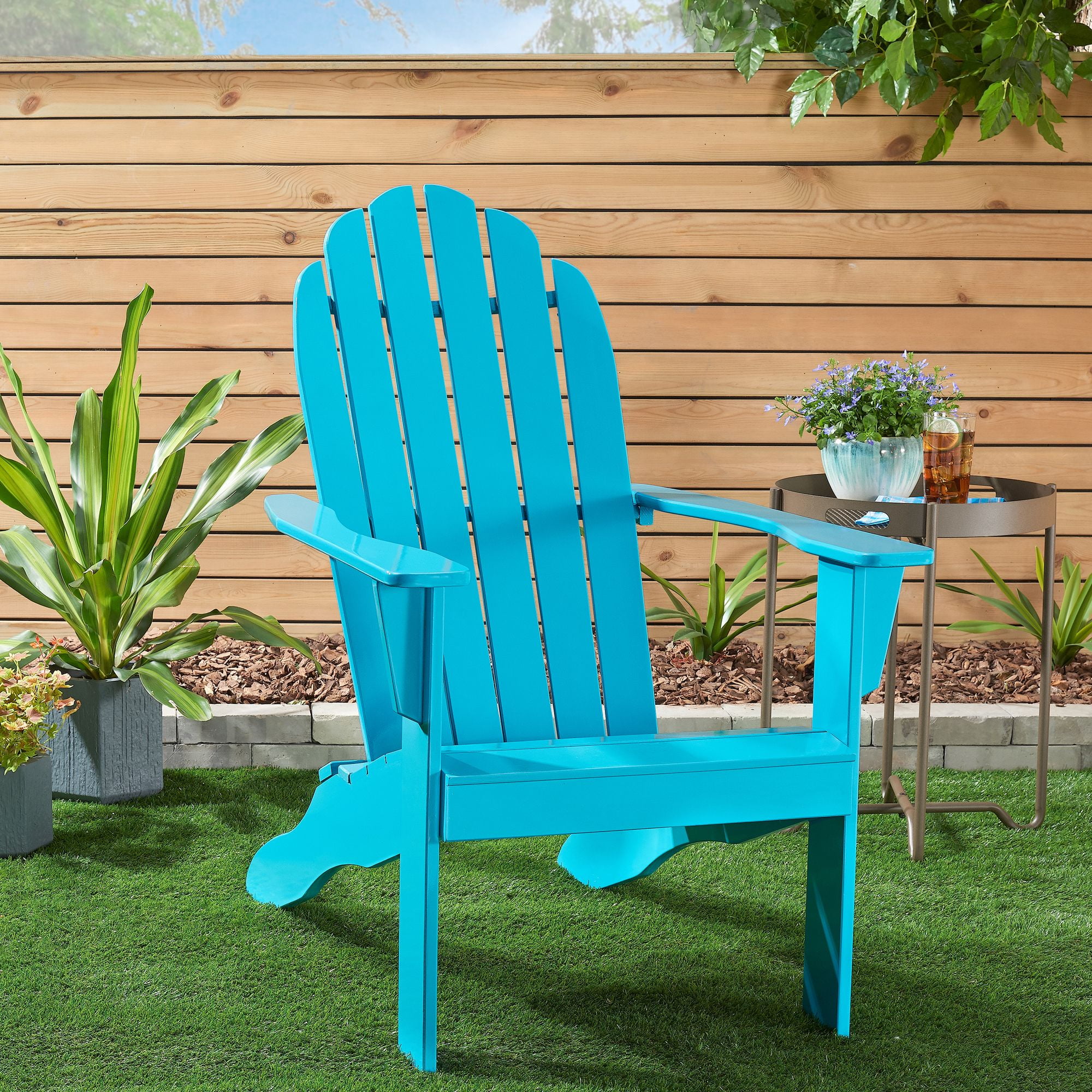 Mainstays Wooden Adirondack Chair, Turquoise - Walmart.com
