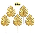 thumbnail image 1 of Paquete de 20 hojas de palma doradas, hojas de palma tropicales artificiales para decoración de fiesta hawaiana Luau, 1 of 4