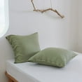 thumbnail image 6 of Simple&Opulence 100% Washed Linen Euro Sham Cover, 26 x 26 Inch, Decorative Bed Pillow Cover with Coconut Button, Solid Color Pillow Shams Set of 2 (Sage Green), 6 of 8
