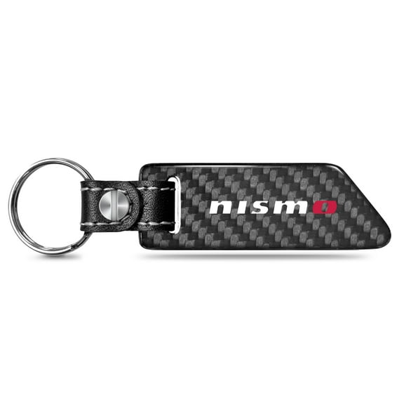 Nissan NISMO Real Carbon Fiber Blade Style with Black Leather Strap Key Chain