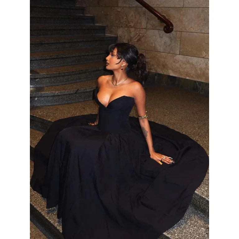 YMTQ Black Elegant Wedding Events Dress Sexy Strapless Corset Dress Midi Christmas  Party Dresses for Women Clothing 2023 - Walmart.com