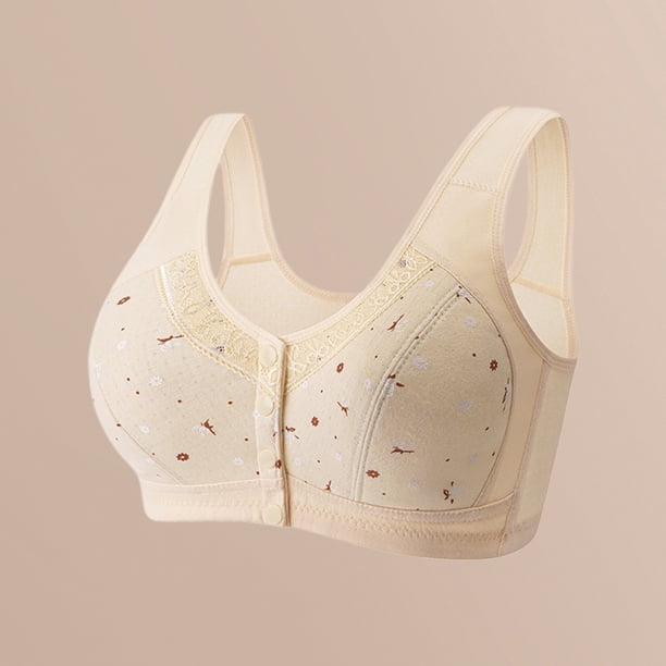 Ropa interior estampada para mujer sujetadores con cuello en V y retazos de encaje traje de ropa interior con hebilla frontal
