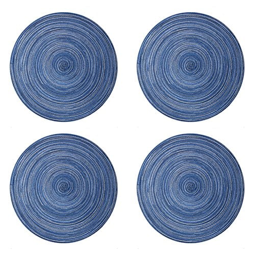 Ytzada Round Woven Vinyl Placemats Set of 4, Heat Insulation Stain