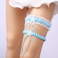thumbnail image 3 of Ligas de encaje para boda, conjunto de piernas con flores bordadas para fiestas, cosplay y recuerdo. Cielo azul, 3 of 7