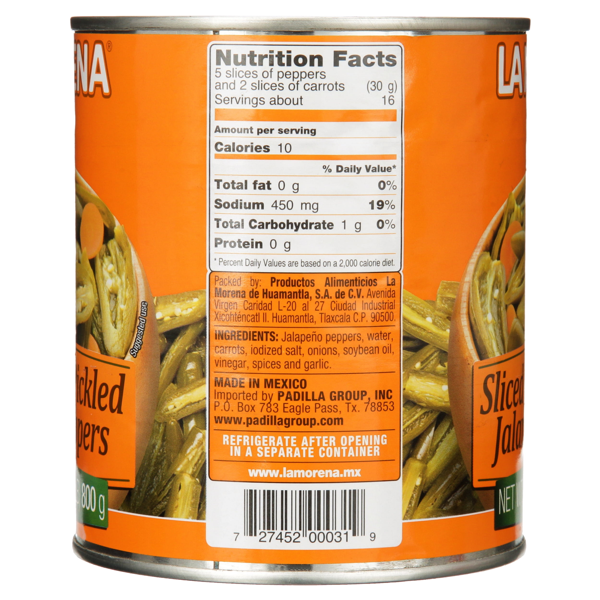 (4 pack) La Morena Sliced Green Pickled Jalapeño Peppers, 28.2 Oz