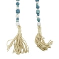 thumbnail image 4 of DecMode Blue Wood Bohemian Garland Décor with Geometric Bead Details and Cream Cotton Tassel, 81"L, 4 of 7