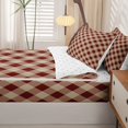 thumbnail image 5 of Manfei Rustic Plaid Zipper Twin Comforter Sets with Fitted Sheet and 2 Pillowcases,Retro Grid Zipper Bedding Set,Brown,Reversible,4pcs, 5 of 8