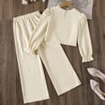 thumbnail image 6 of RFQWOVSR Girls Long Sleeve Hollow Out Top and Wide Leg Pants 2 Piece Set Bow Detail Fall Trendy Outfit 7-8 Years, 6 of 6