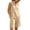 Khaki, variant on Womens Solid Linen Blend Sleeveless Henley Neck Blouse And Cuffed Hem Bermuda Short Two Piece Outfit Side Inset Pockets Loose Fit Breathable Summer Casual Co Ord Set