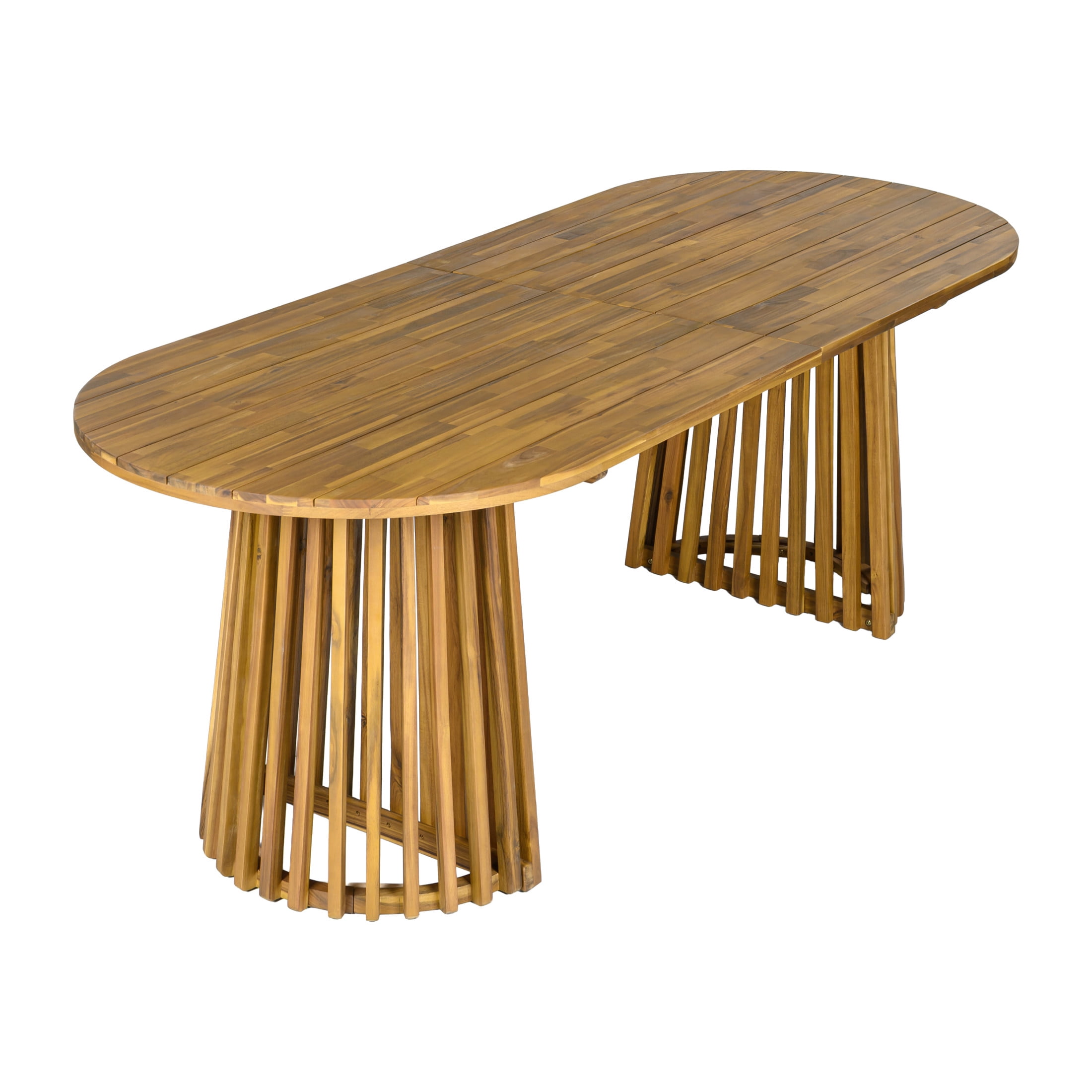 Christopher Knight Home 83" Oval Outdoor Dining Table, Acacia Wood Pedestal Base, Seats 6-8, Teak