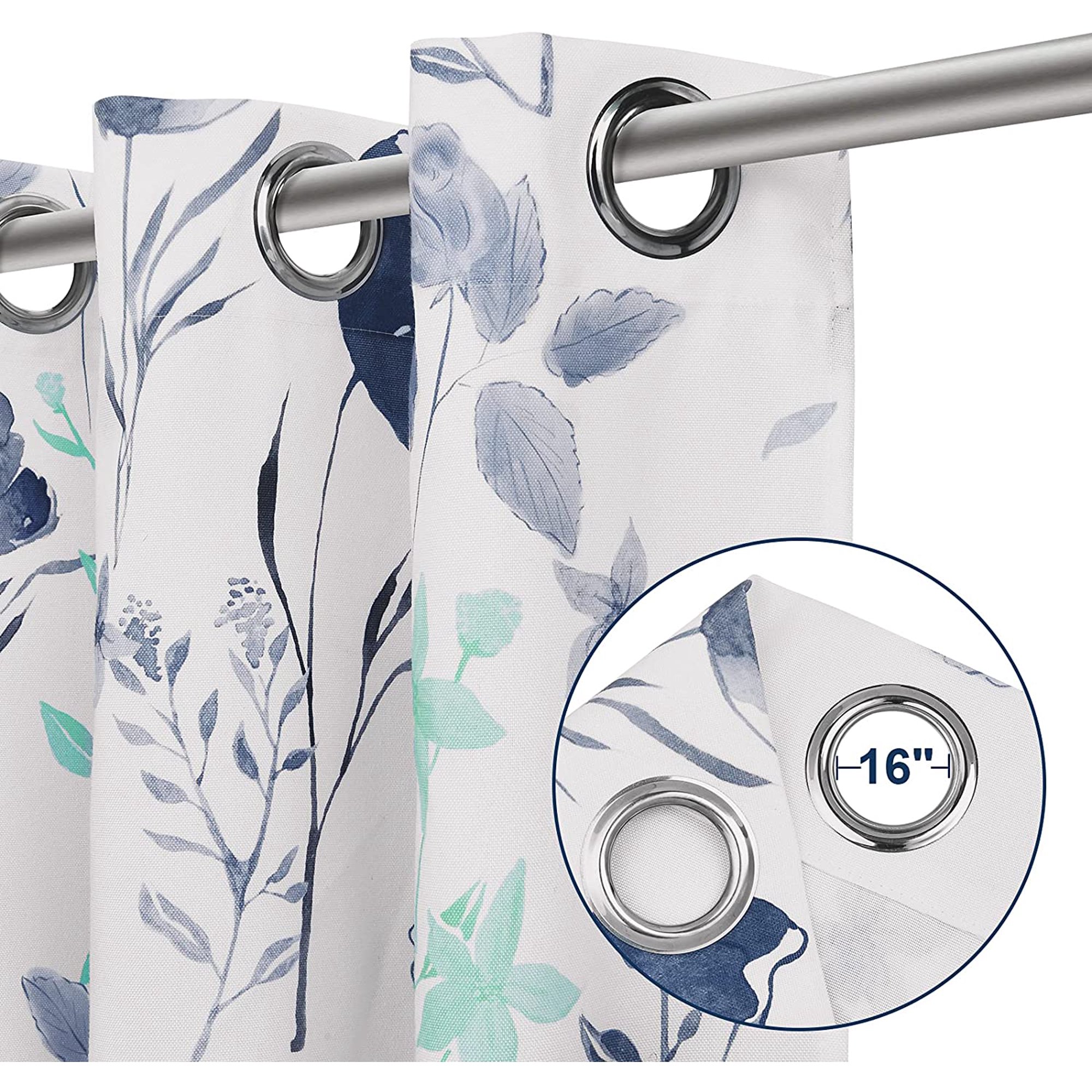 100% Floral Blackout Curtains 84 Inches Long For Bedroom, Red Blue Room Darkening Thermal Insulated Grommet Window Treatments, Living Room Watercolor