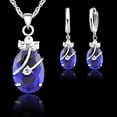 thumbnail image 4 of Blue Crystal Zirconia Pendant Earring  Silver  Anti-Tarnish Oval Necklace J-118, 4 of 6