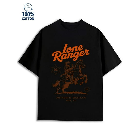 Lone Ranger Tee men 180G 100% Cotton black Classic Unisex Shirt Short Sleeve tshirts Funny Unisex Shirt Graphic tshirts Unique Design Unisex Shirt Graphic tshirts Retro Unisex Shirt Graphic tshirts
