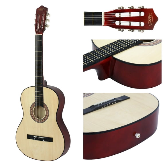 38'' Beginners Acoustic Guitar with Guitar Case, Strap, Tuner and Pick Burlywood