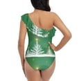 thumbnail image 5 of Haiem Christmas Green Women's One Piece Swimsuits Tummy Control One Shoulder Bathing Suits Ruffle Swimwear-Large, 5 of 8