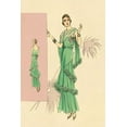 thumbnail image 2 of Vintage Fashion 17x24 Gold Ornate Wood Framed with Double Matting Museum Art Print Titled - Playful Green Evening Gown, 2 of 4