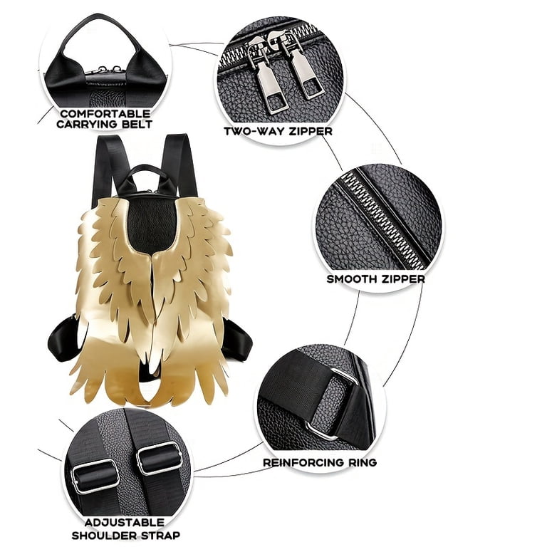 {NEW} Angel Wing Backpack with Angel Wing & Adjustable Straps Glimmering Angel Wing Backpack – Lolita Collective main image 2