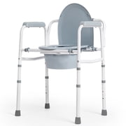 Naipo 3-in-1 Medical Bedside Commode for Seniors, Portable Toilet Raised Seat, Commode Potty Chair with 7.5 QT Bucket, Steel Frame 300 lbs Capacity