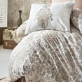 thumbnail image 2 of SUSSEXHOME Beige in Parsley %100 Cotton Duvet Cover Set, Queen Size Duvet Cover, 1 Duvet Cover, 1 Fitted Sheet and 2 Pillowcases, Iron Safe, Hypoallergenic, Breathable Bedding Set, 2 of 7