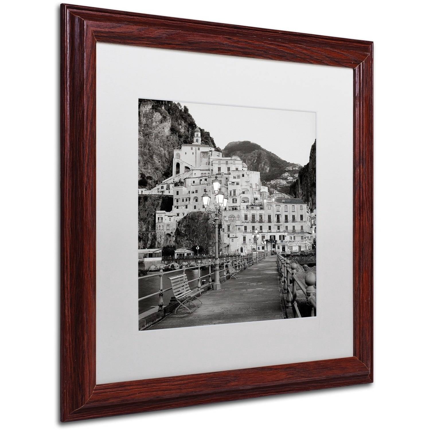 Trademark Fine Art "Amalfi Pier I" Canvas Art by Alan Blaustein, White Matte, Wood Frame