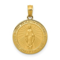 14k Polished and Satin Solid Miraculous Medal Round Pendant M1437