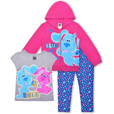 

Nickelodeons Blues Clues 3 Pack Shirt Jacket and Leggings Set for Kids Active Wear for Girls Size 3T