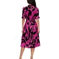 thumbnail image 3 of WTOBBY Short-Sleeve Round Neck Ruffled Printed Long Skirt with Waist Tying, Flowy and Feminine for Spring Summer Casual Events,Purple 2XL, 3 of 4