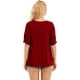 thumbnail image 5 of Blusa informal de manga corta con borlas y bordado bohemio mexicano de verano para mujerBorgoñaXX-Large, 5 of 5