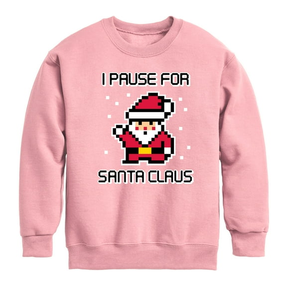 Instant Message - Gamer - I Pause for Santa Claus - Toddler & Youth Crewneck Fleece Sweatshirt