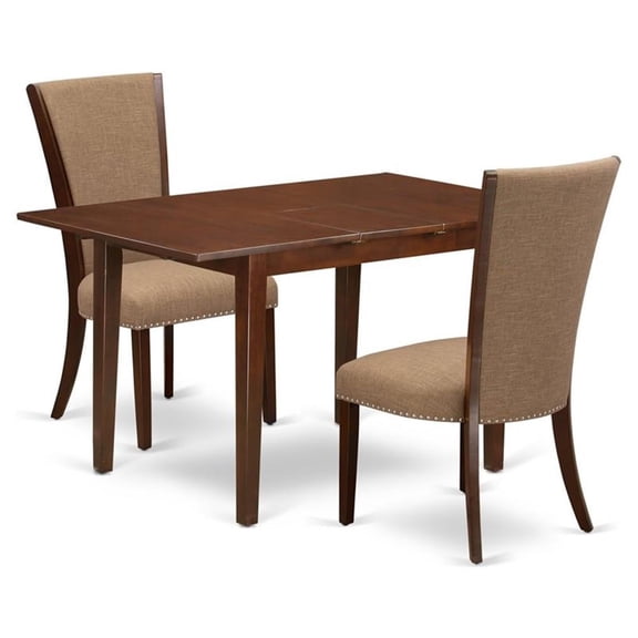 East West Furniture Norden 3-piece Wood Dining Set in Mahogany