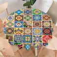thumbnail image 2 of Mexican Round Tablecloth, Folk Style Talavera Tiles Colorful Flowers Leaves Swirls Pattern Table Cloth Cover for Home Dining Kitchen Wedding Parties, Round(60x60in), 2 of 6