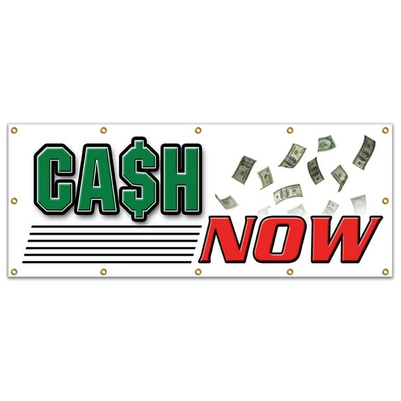 48"x120" CASH NOW BANNER SIGN payday advance title pawn shop for gold
