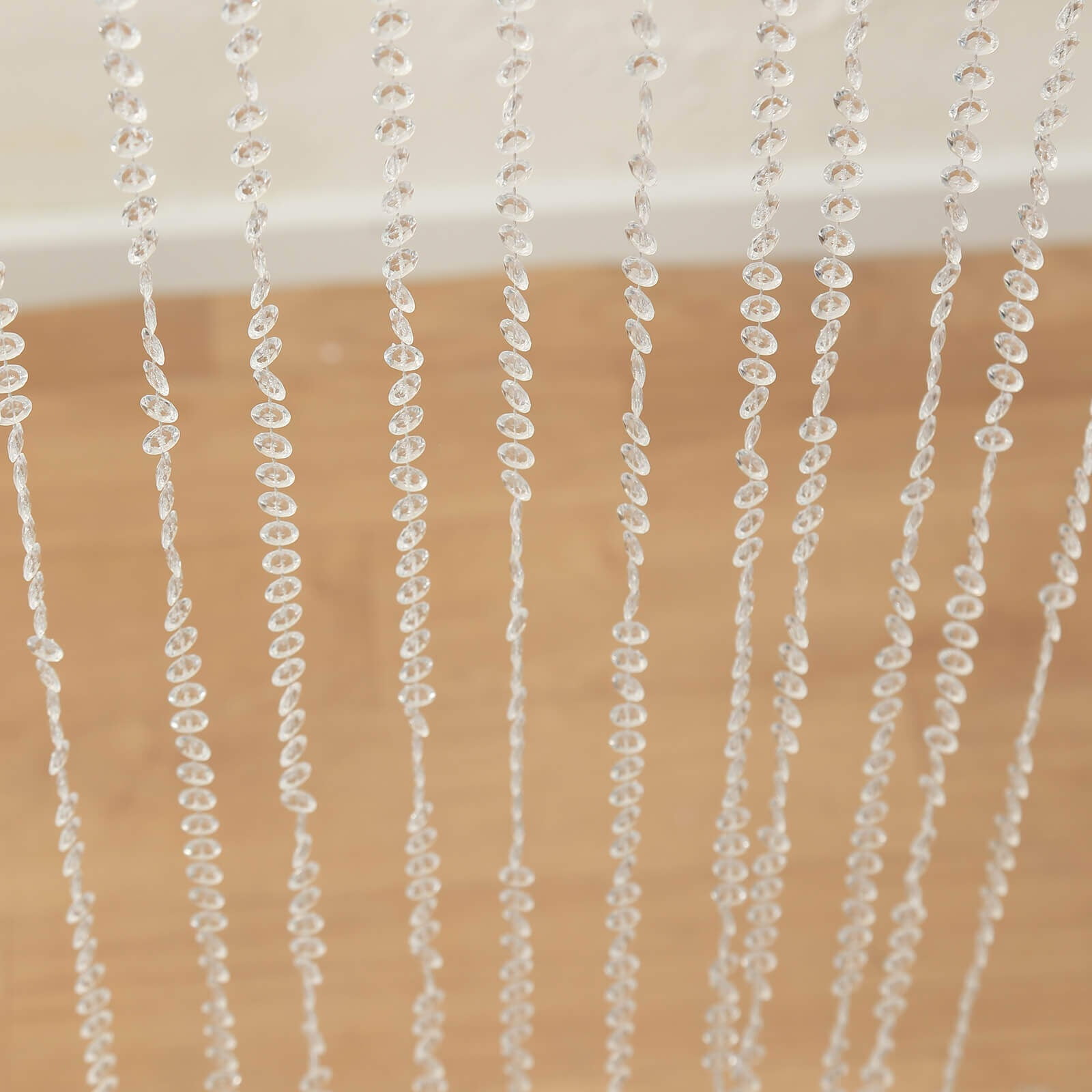 BalsaCircle 16 feet Clear Acrylic Crystal Beaded Curtain Polyester Rod Pocket Decorations