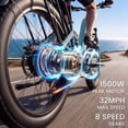 thumbnail image 3 of ESKUTE C300 1500W Electric Bike for Adults, 48V 20.8Ah Battery, 32MPH, 80 Miles Range, 26"x4.0" Fat Tire Step-Thru Ebike, Full Suspension Electric Bicycle, 8-Speed Blue, UL2849, 3 of 9