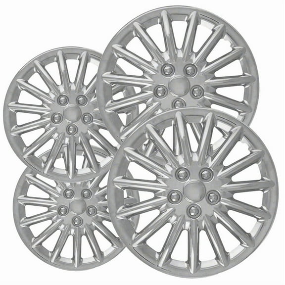 Fuel Rider Set of 4 Semi-Universal 16 inch Chrome Snap-On Hubcaps With 15 Spokes