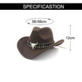 thumbnail image 3 of FNNMNNR Cowboy Hat for Men Faux Felt Western Outdoor Wide Brim Hat with Strap Jazz Hat  Wide Brim Panama Cowboy Hats Floppy Sun Hat for Beach Church Black, 3 of 3
