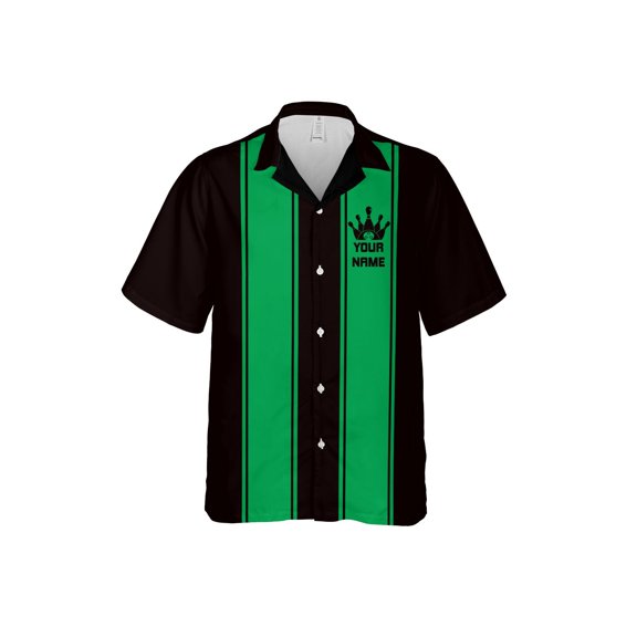 Custom Name Team Name Bowling Hawaiian Shirts for Men and Women, Bowling Hawaii Shirts for Team Bowling, Bowling fan Gift (Green, S)